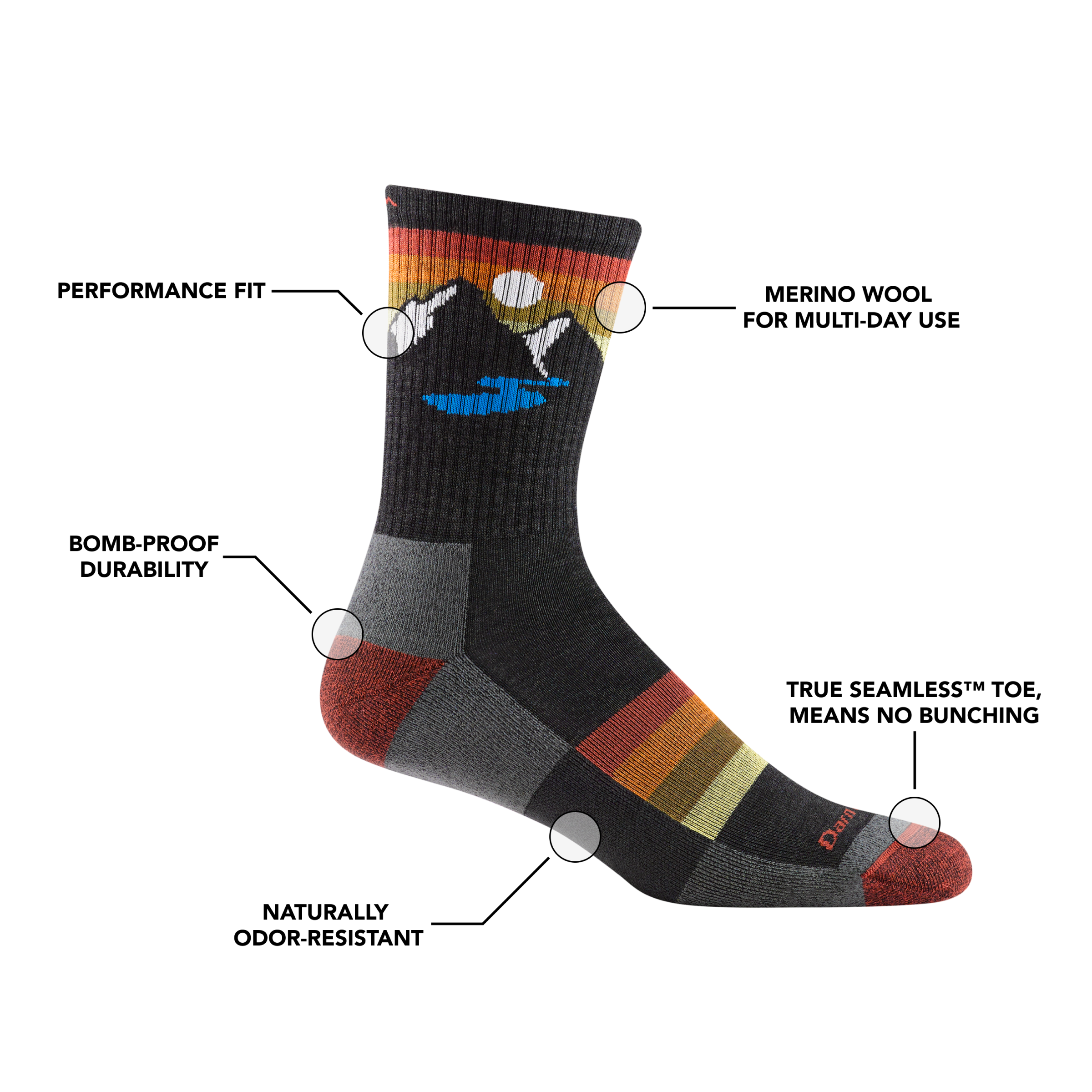Men's Sunset Ridge Micro Crew Lightweight Hiking Socks - Image 9